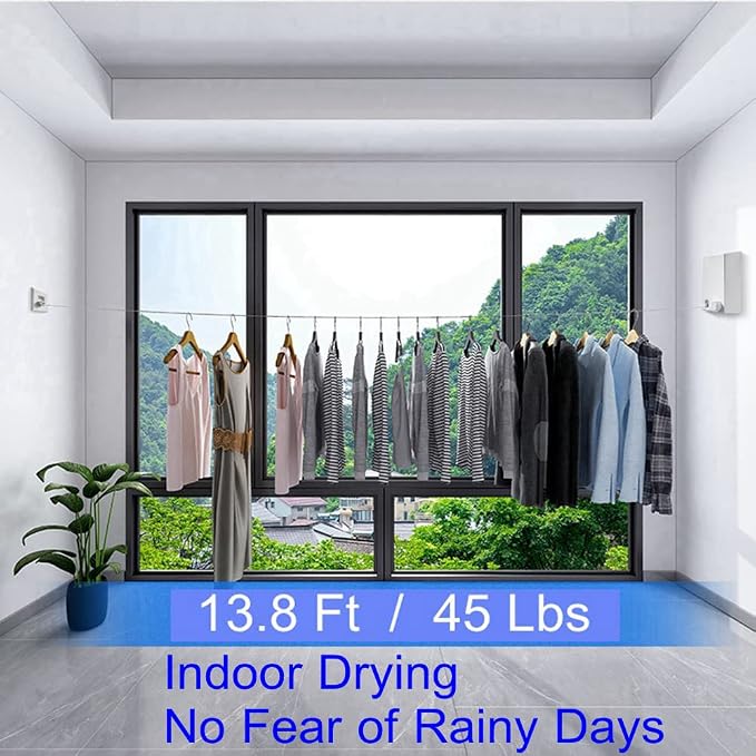 Retractabl Heavy Duty Indoor Outdoor Clothes Drying Laundry Line